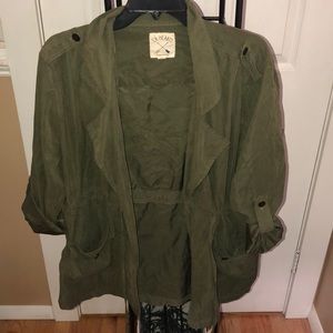 Army green faux suede jacket